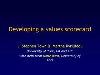 Developing a values scorecard
