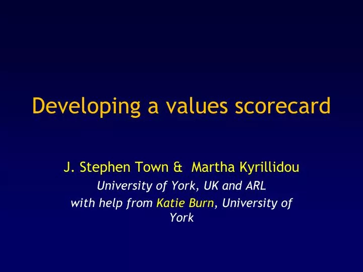 developing a values scorecard