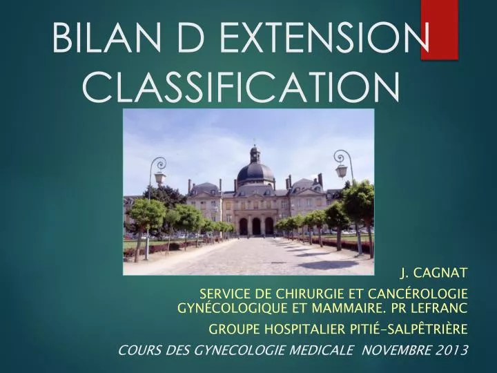 bilan d extension classification