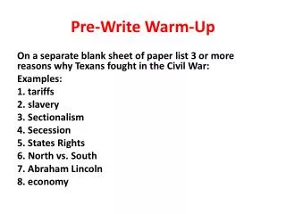 Pre-Write Warm-Up