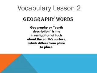 Vocabulary Lesson 2