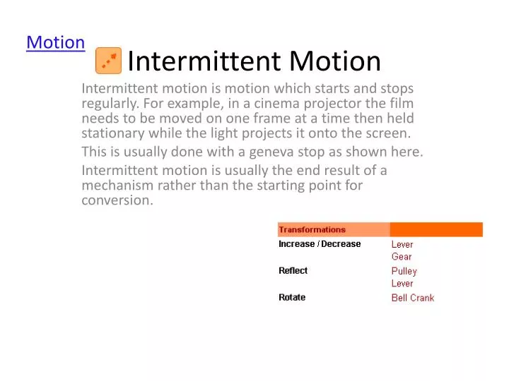 intermittent motion