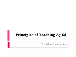 Principles of Teaching Ag Ed