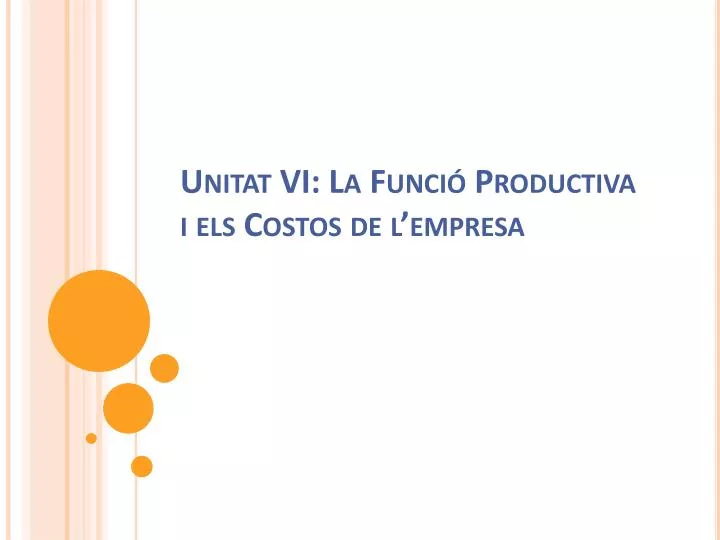 unitat vi la funci productiva i els costos de l empresa