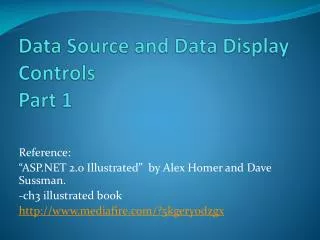 Data Source and Data Display Controls Part 1