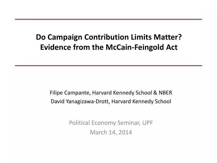 do campaign contribution limits matter evidence from the mccain feingold act
