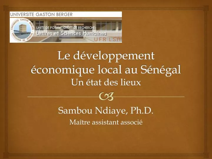 le d veloppement conomique local au s n gal un tat des lieux