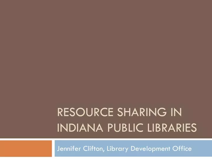resource sharing in indiana public libraries