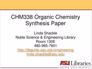 CHM338 Organic Chemistry Synthesis Paper