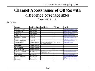 Channel Access issues of OBSSs with difference coverage sizes