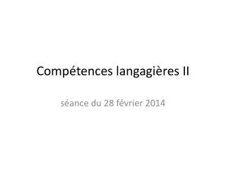 comp tences langagi res ii