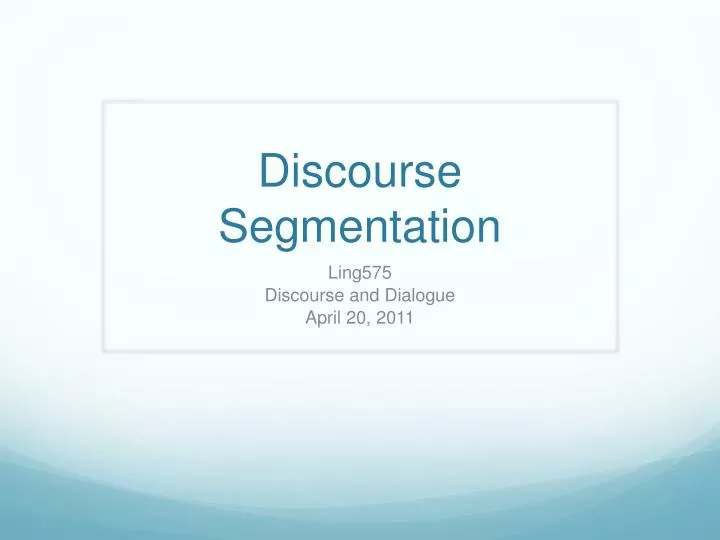 discourse segmentation
