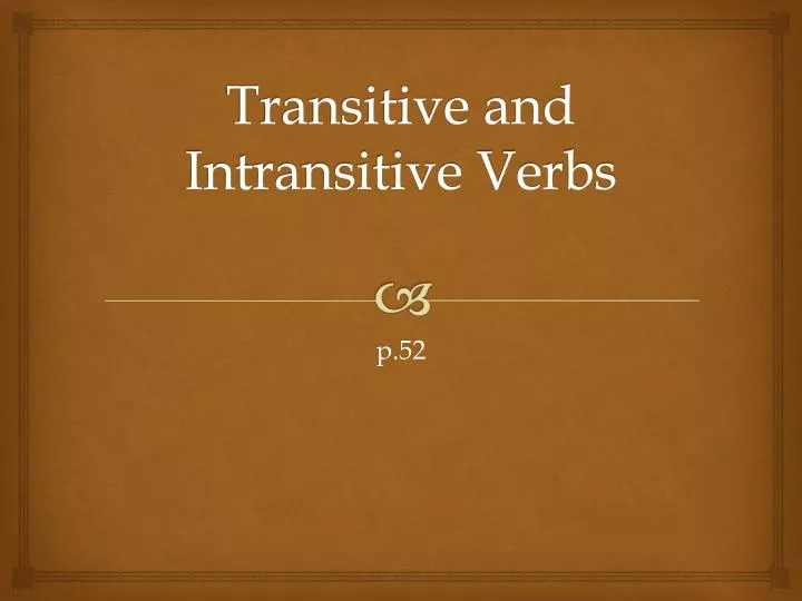 transitive and intransitive verbs