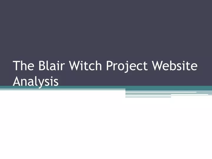 the blair witch project website analysis