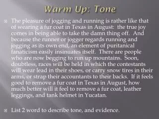Warm Up: Tone