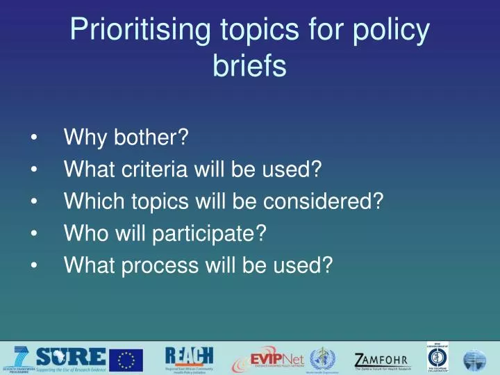 prioritising topics for policy briefs