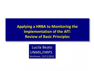 Applying a HRBA to Monitoring the Implementation of the AfT : Review of Basic Principles