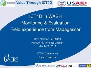 ICT4D in WASH M onitoring &amp; Evaluation Field experience from Madagascar