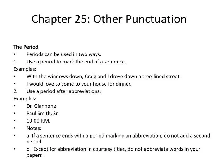 chapter 25 other punctuation