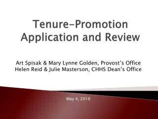 Tenure-Promotion Application and Review