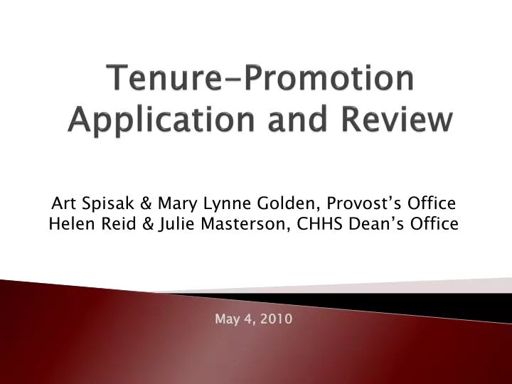 tenure promotion application and review