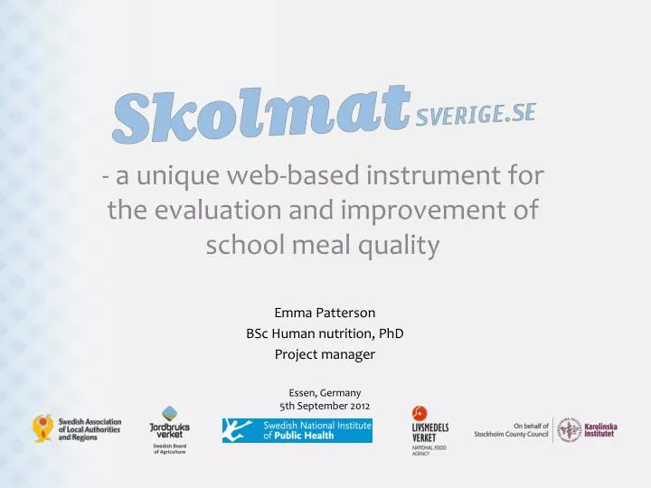 a unique web based instrument for the evaluation and improvement of school meal quality