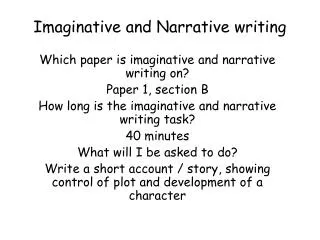 Imaginative and Narrative writing