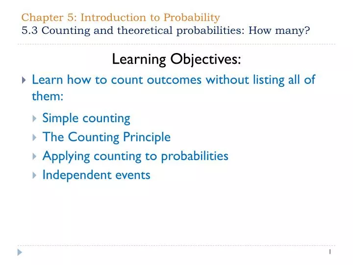 chapter 5 introduction to probability 5 3 counting and theoretical probabilities how many