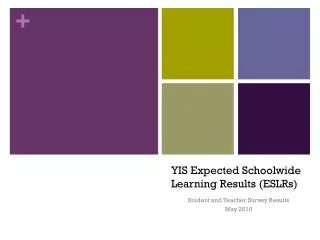 YIS Expected Schoolwide Learning Results ( ESLRs )