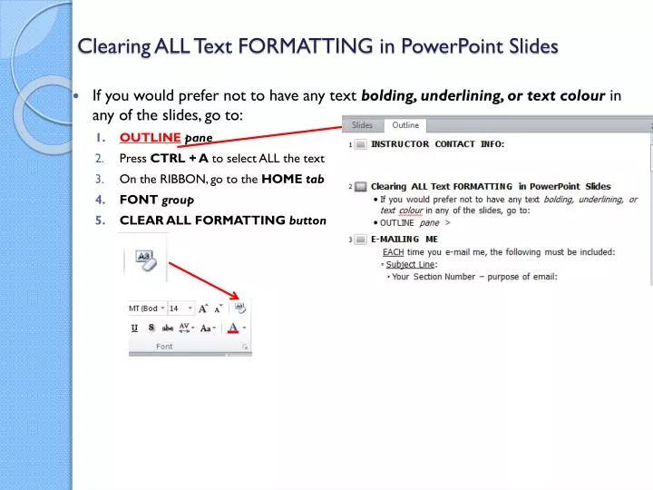 clearing all text formatting in powerpoint slides