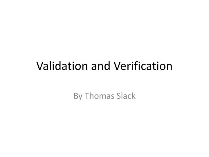 validation and verification