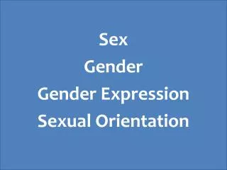Sex Gender Gender Expression Sexual Orientation