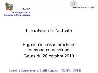 l analyse de l activit