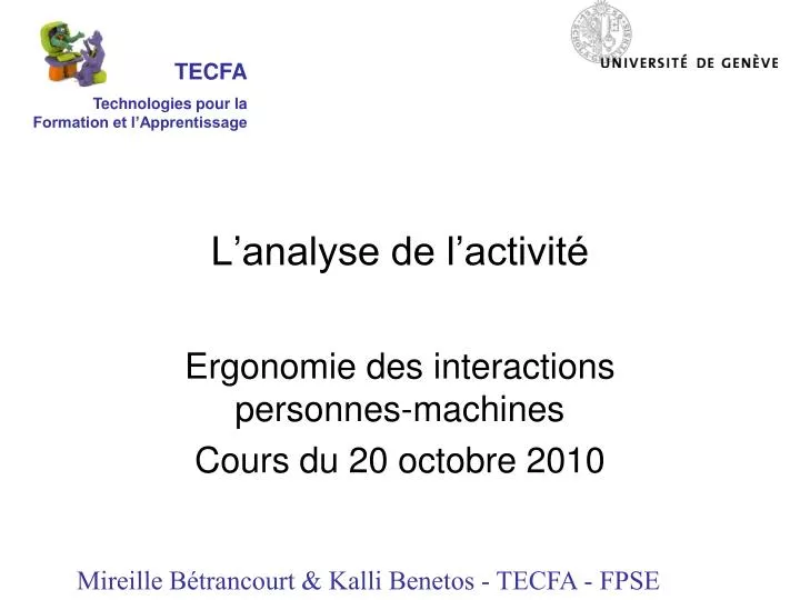 l analyse de l activit