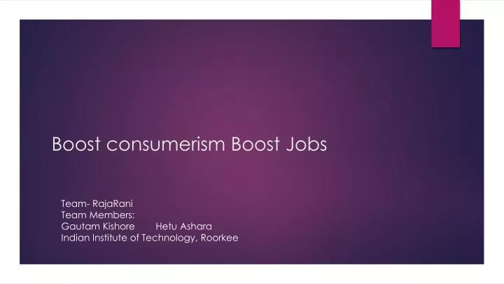 boost consumerism boost jobs