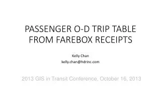 PASSENGER O-D TRIP TABLE FROM FAREBOX RECEIPTS