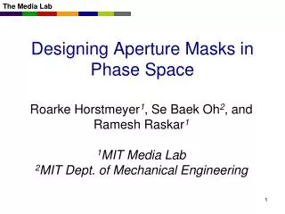 Designing Aperture Masks in Phase Space