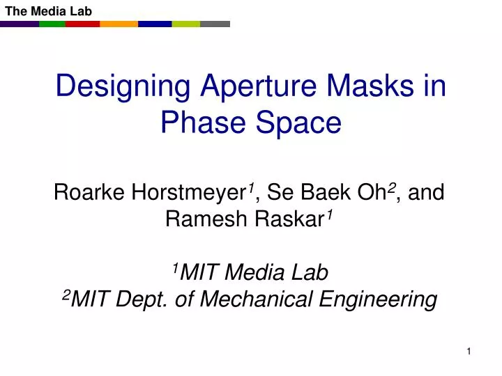 designing aperture masks in phase space