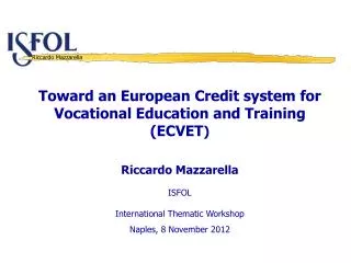 Toward an European Credit system for Vocational Education and Training (ECVET )