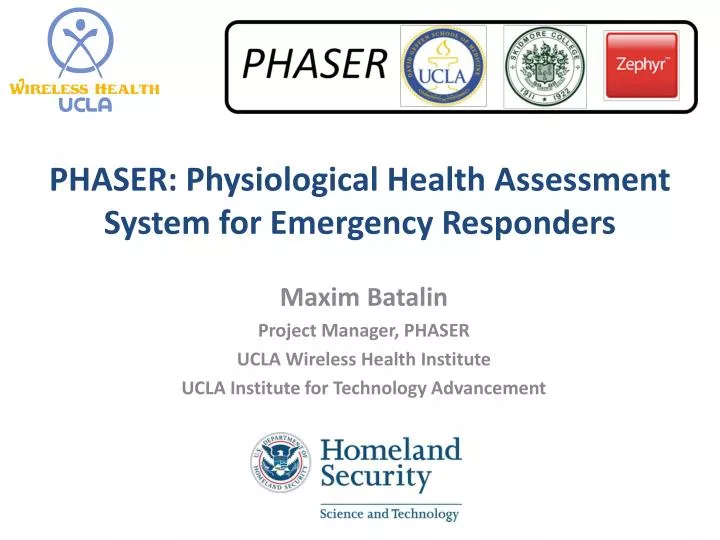 phaser physiological health assessment system for emergency responders