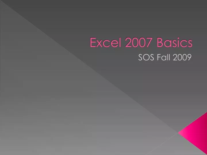excel 2007 basics