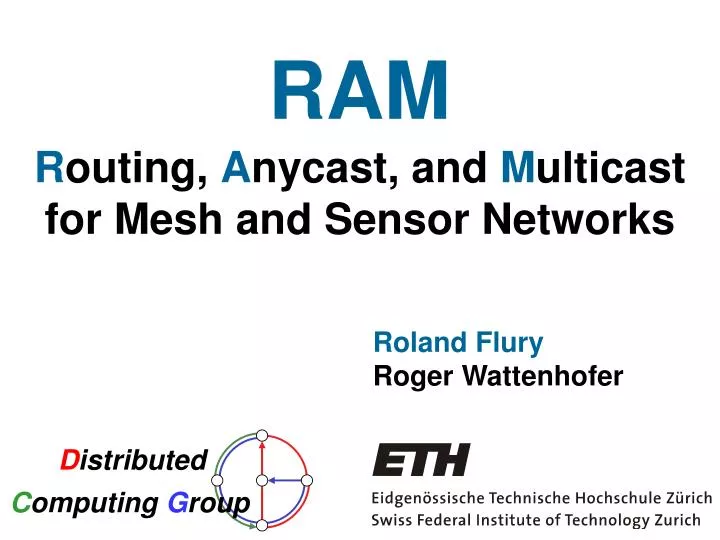 r outing a nycast and m ulticast for mesh and sensor networks