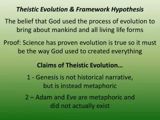Theistic Evolution &amp; Framework Hypothesis