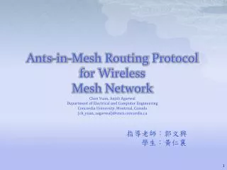ants in mesh routing protocol for wireless mesh network
