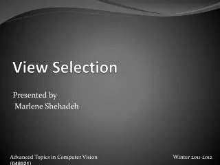 View Selection