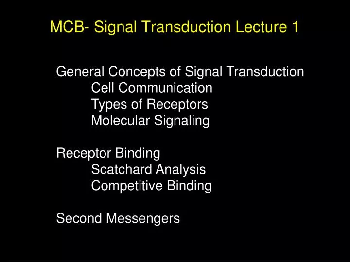 mcb signal transduction lecture 1