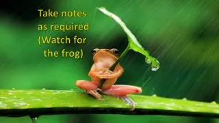 Take notes as required (Watch for the frog)