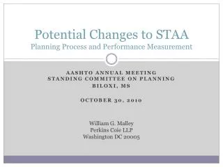 Potential Changes to STAA Planning Process and Performance Measurement