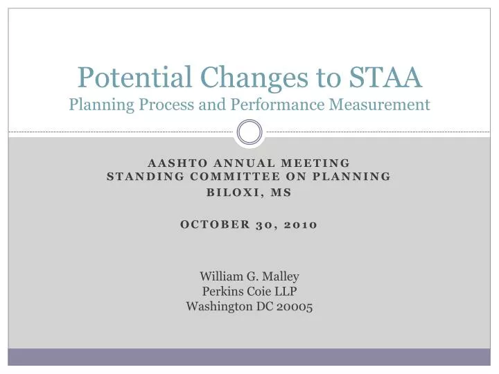 potential changes to staa planning process and performance measurement