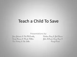 Teach a Child To Save